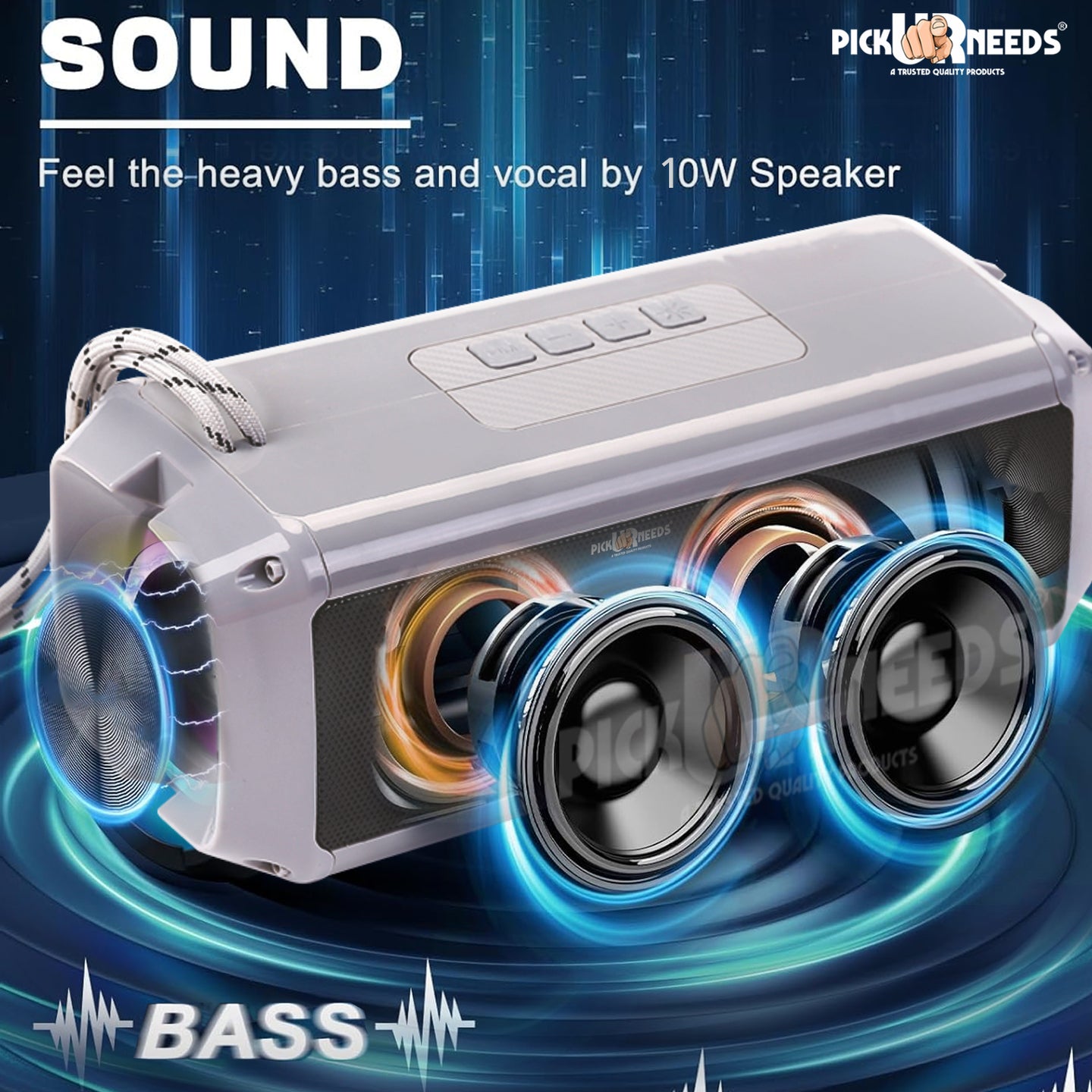 Pick Ur Needs Mini Wireless Soundbar System With RGB Disco Light TF Card / USB / Radio Support 10 W Bluetooth Speaker  (White, 5.0 Channel)